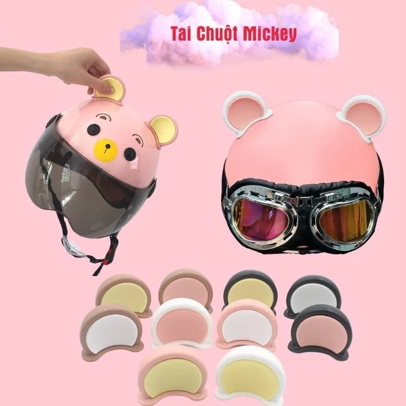 Tai Gấu Lớn Nón Bảo Hiểm - Hồng Trắng